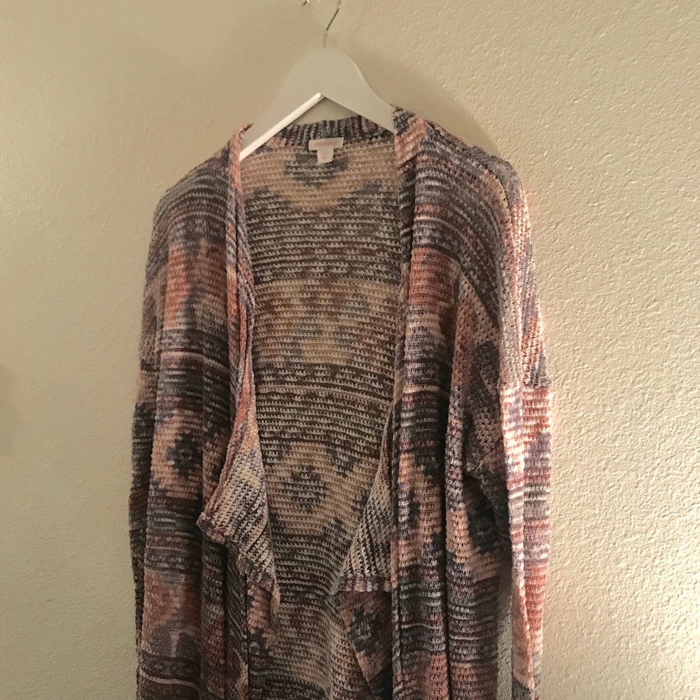Printed open cardigan